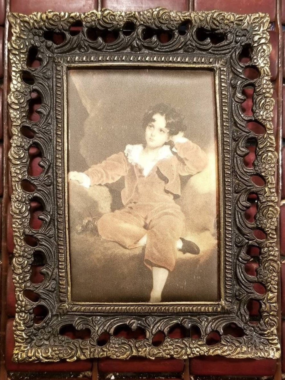 Vintage Portrait on Fabric of The Red Boy, Master Lambton by Sir Thomas Lawrence